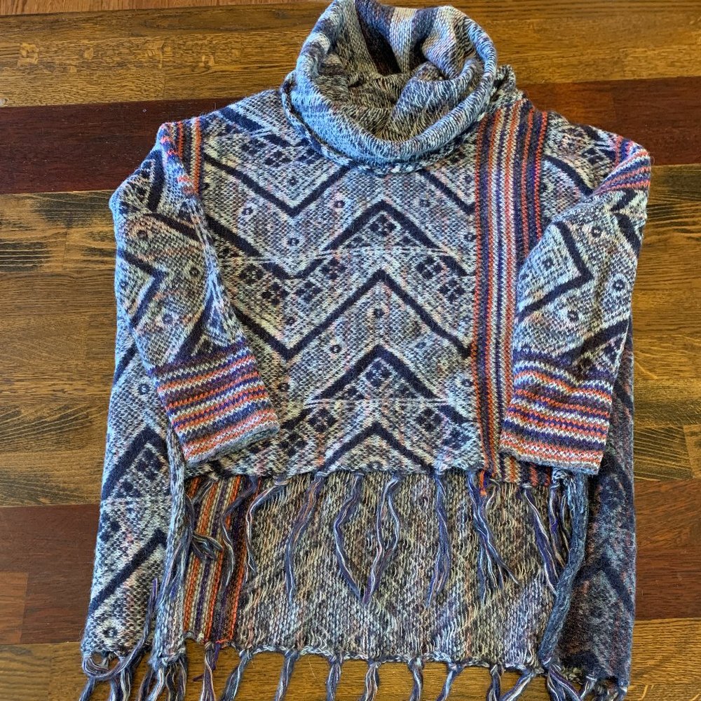 Free People, Be The One Fringe Poncho Sweater